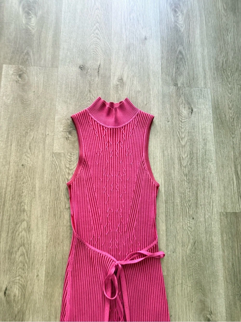 cult gaia liora pink sleeveless ribbed knit Maxi Dress with Tie Detail medium - Picture 7 of 11